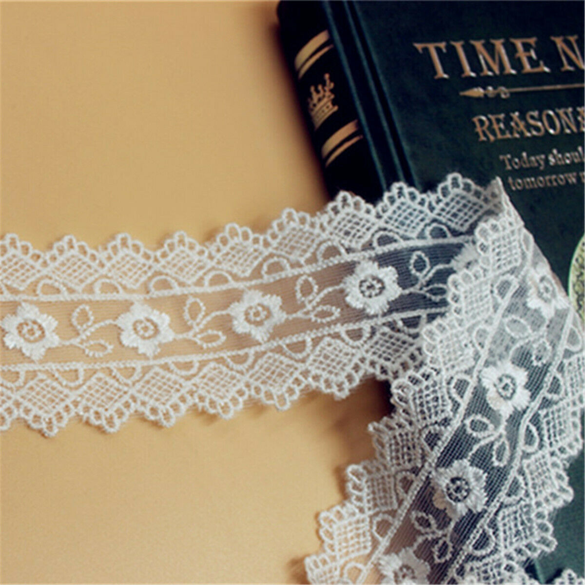 2 Yards White Embroidery Floral Cotton Trim Lace Edge Trims Craft Sewing Ribbon