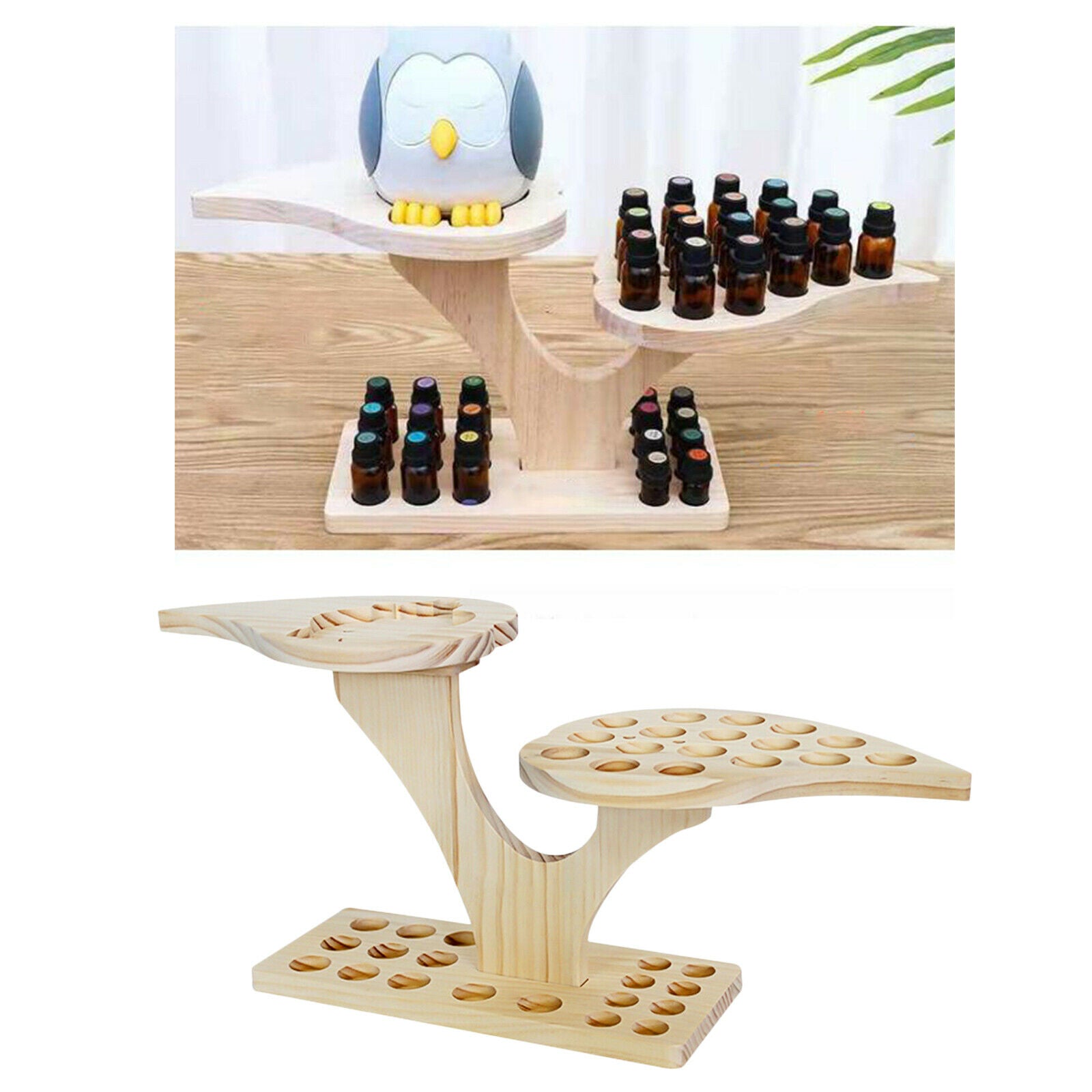 36 Slots Wooden Essential Oils Stand Diffuser Holder Display Carousel Box