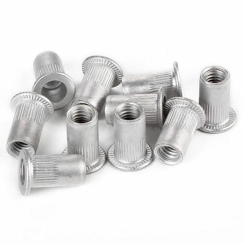 25pcs M8 Flat Head Aluminum Rivets Nuts Threaded Inserts Nutserts Rivnut
