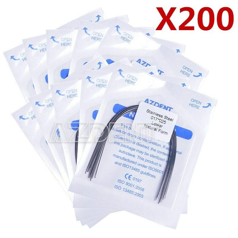 200X AZ Dental Stainless Steel Rectangular Arch Wires 17X25 Lower Natural Form