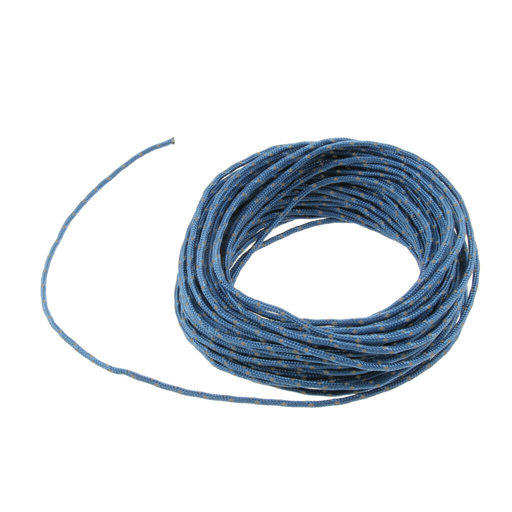 50ft Reflective Tent Rope Clothesline Camping Cord Pakage String 2.5mm Blue