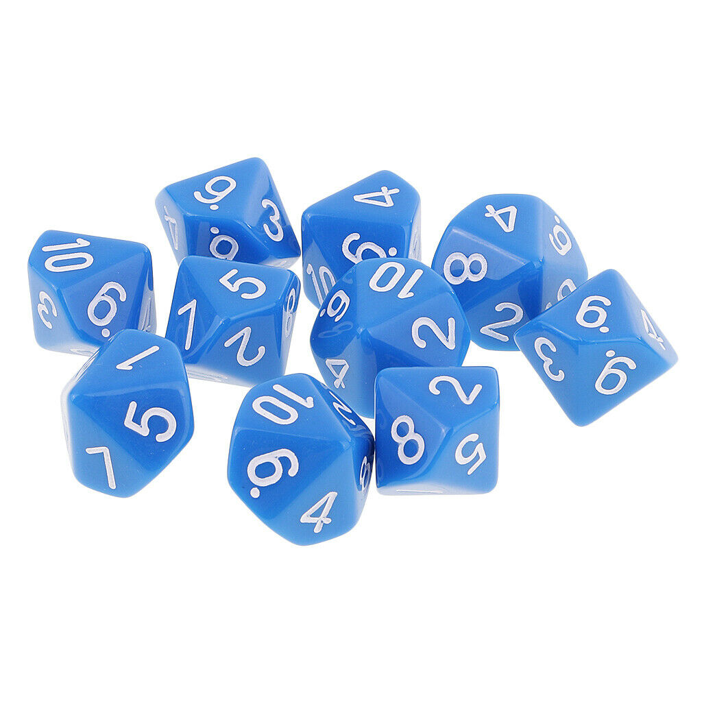 10 Pieces Dice Polyhedral Dices Accessory Party Fun Toys Table Gift New Blue