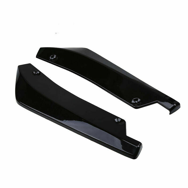 Pair Car Universal Glossy Black Rear Bumper Lip Wrap Angle Diffuser Splitter