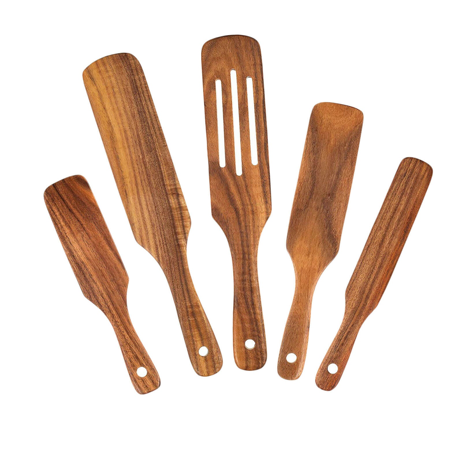 5pcs Wooden Kitchen Utensil Set,Turner Spatula Acacia Spurtle Kitchen Sets
