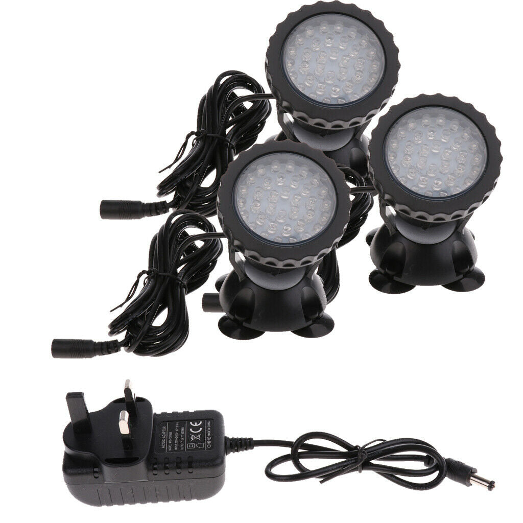 3pcs 36LED 7-Color Underwater SpotLight Waterproof Aquarium Pond Fish Tank Lamp