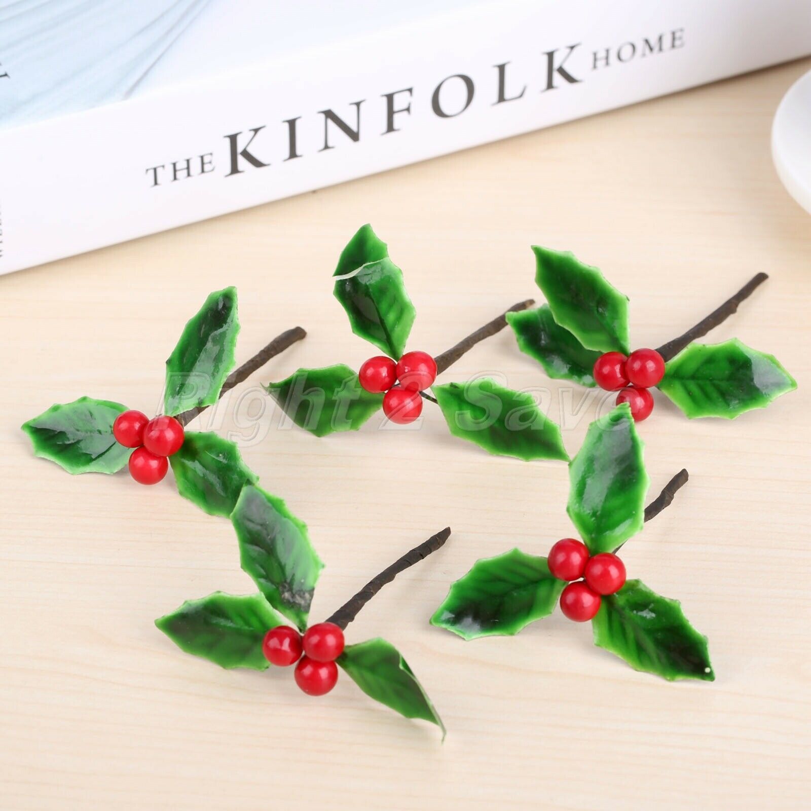 5Pcs Artificial Berries Flowers Green Leaves Decoration DIY Christmas Ornaments