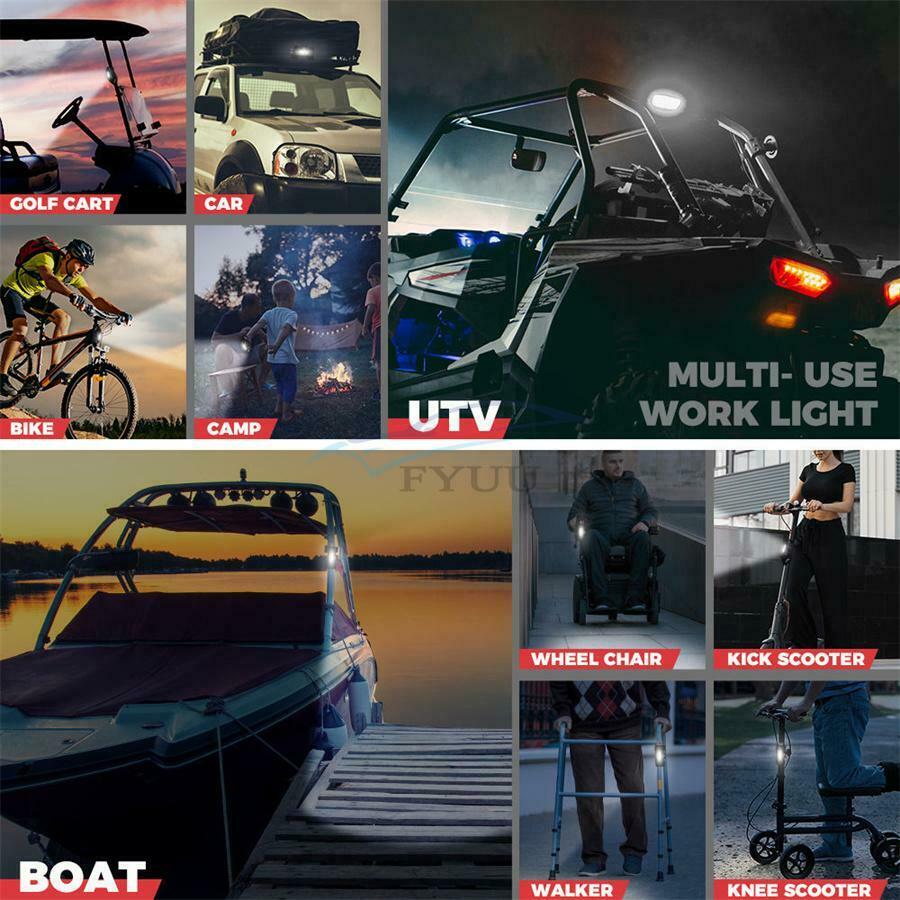 1× Waterproof Universal Nylon Strap LED Light For UTV ATV With 1.25-2" Roll Bar