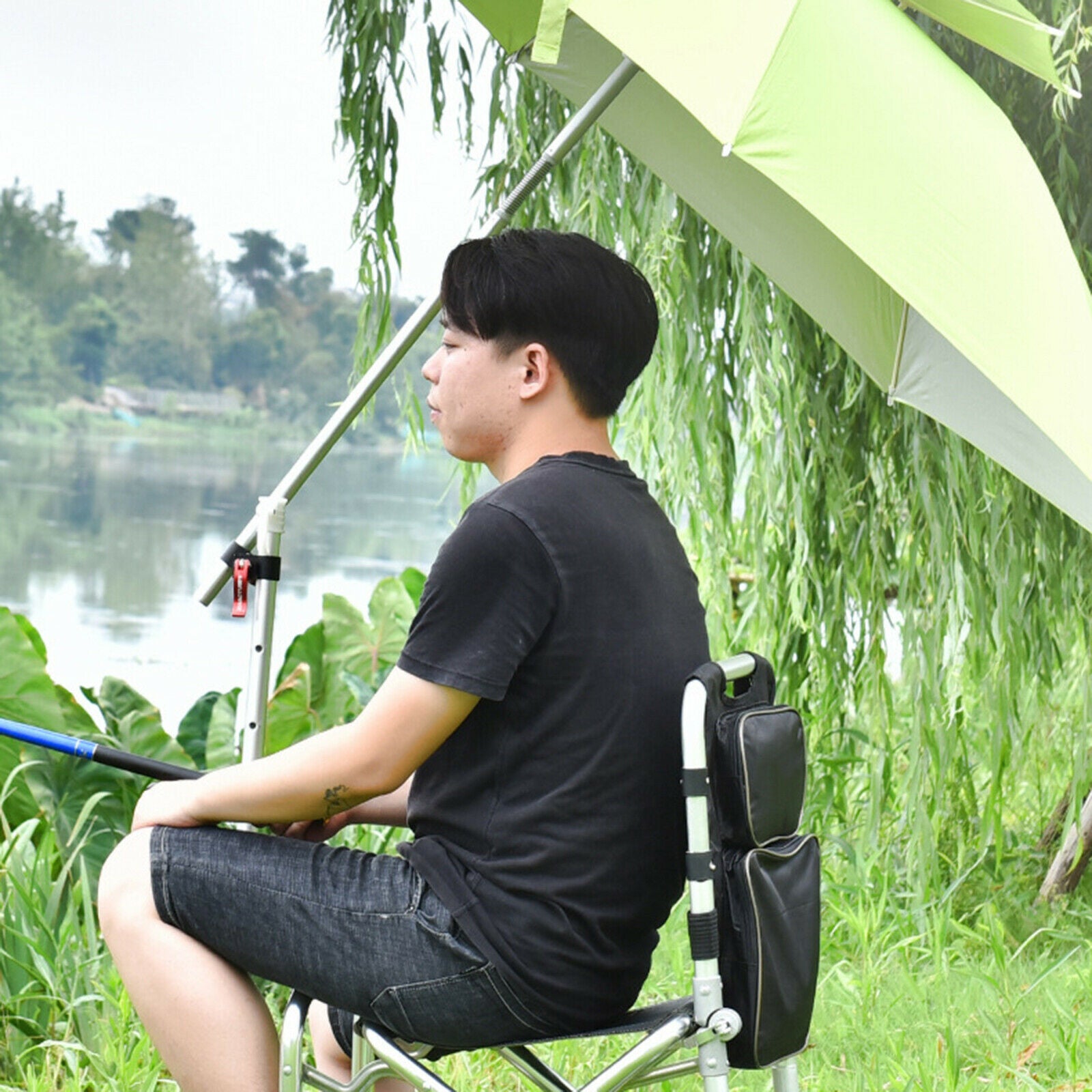Aluminum Alloy Fishing Umbrella Stand Holder Fixed Clip Brackets Black