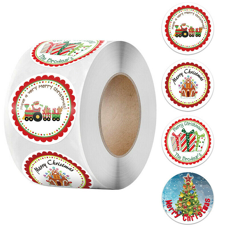 500Pcs/lot Merry Christmas Stickers Roll 4 Styles Card Label Sealing Stic.l8