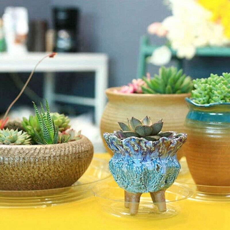 18 Pack Clear Plant Saucers Plastic Drip Trays Flower Plant Pot Saucers for Q9L5