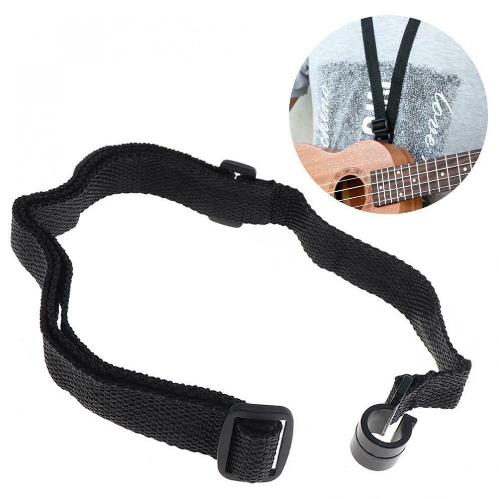 Adjustable Durable Black Nylon Ukulele Strap Neck Hanging Belt for Ukulele