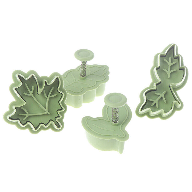 4PCS/Set Cookie Cutters Moulds Leaf Shape Plastic Baking Mould Cookie Cut Tt