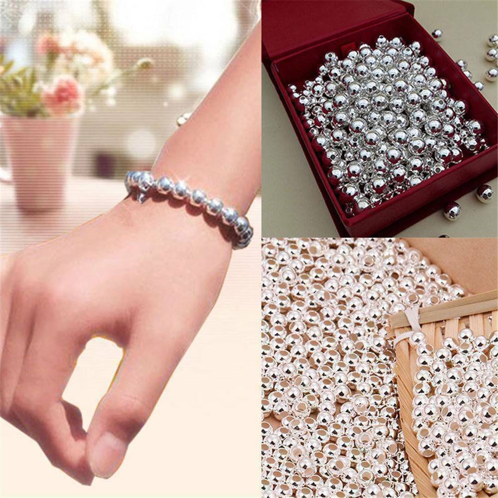 100pcs  Round Ball Beads DIY for Jewelry Making Findings~