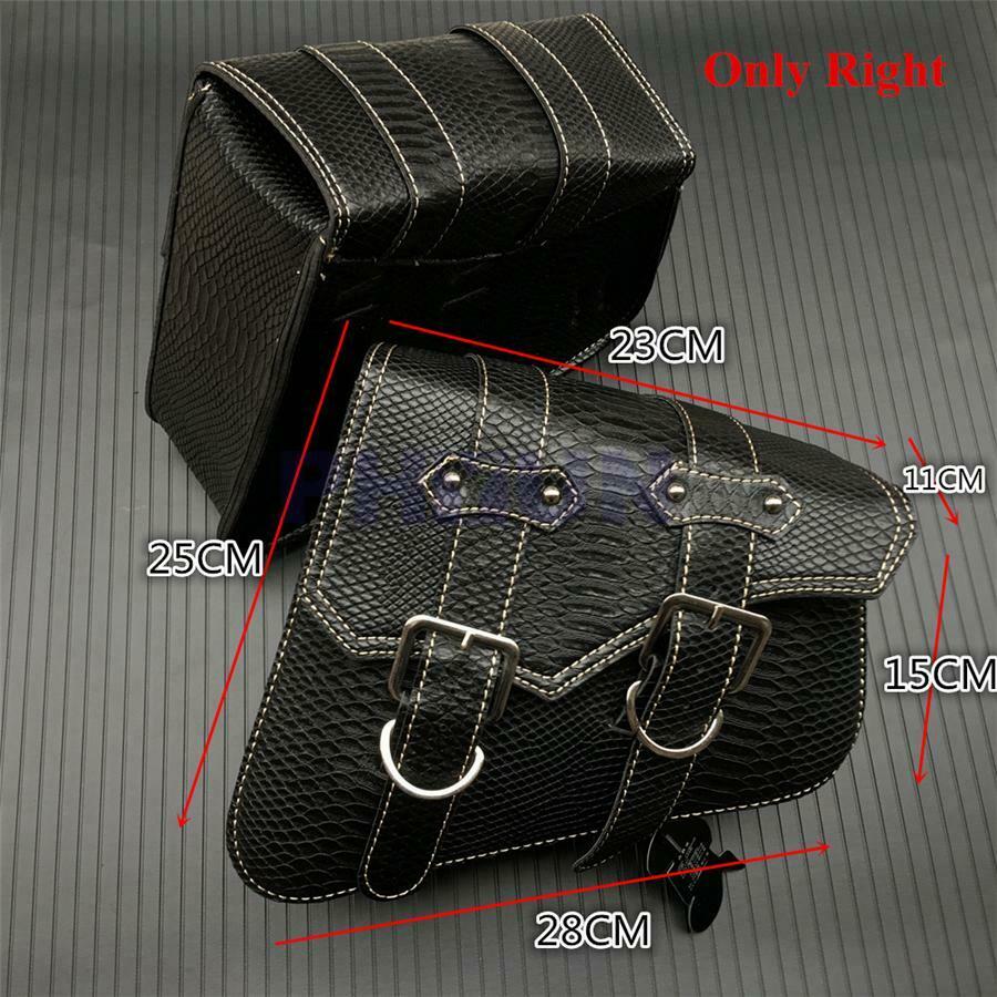 Universal Motorcycle Saddle Bag PU Crocodile Leather Style Luggage Right Black