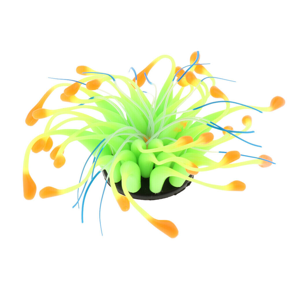 Aquarium Reptile Terrarium Silicon Coral Flower Fish Tank Ornament Orange