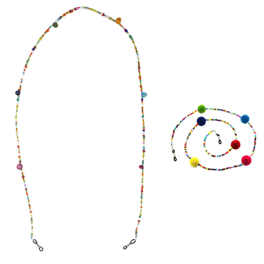 2pcs Colorful Beads Eyeglass Eyewear Holder Chain Necklace Strap Beach Wear