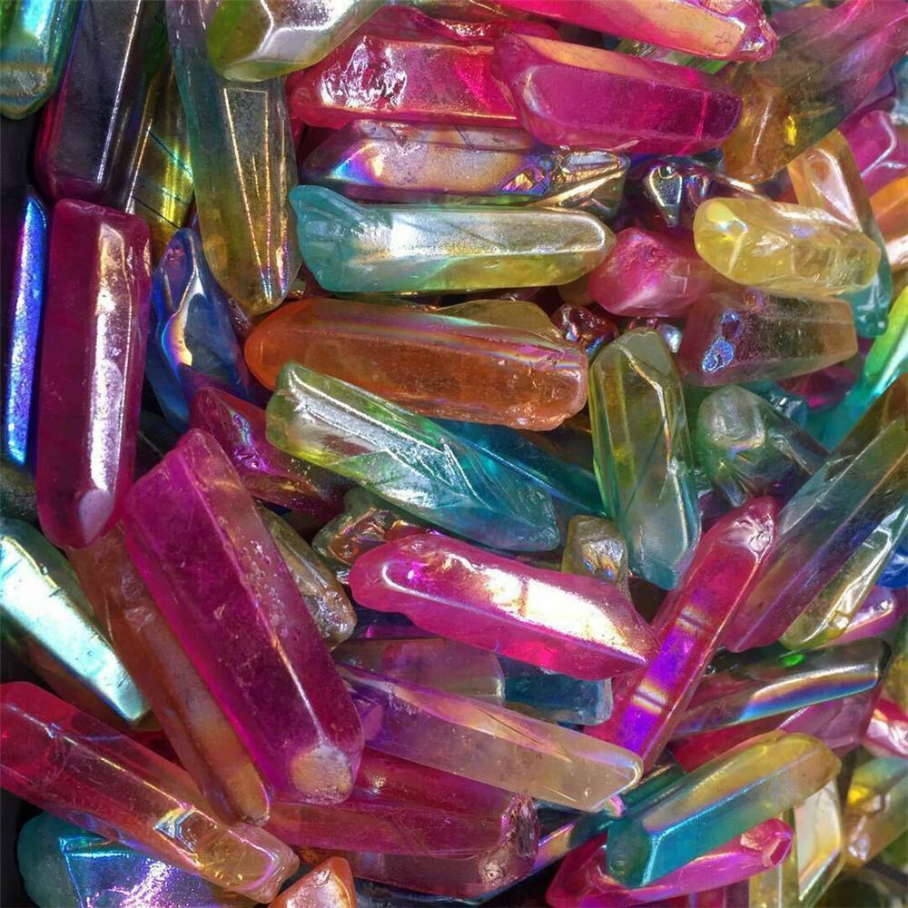 100%Natural Aura Angel Crystal Cluster Quartz Titanium Healing Specimen Decor US