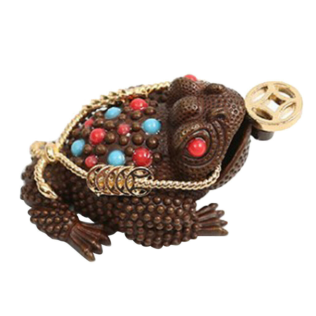 Chinese Feng Shui Decor Lucky Money 3 Legs Toad Frog Incense Burner Statue S