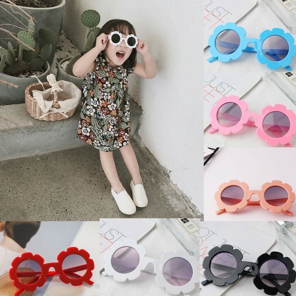 Stylish Flower Kids Baby Boy Girl Soft Plastic UV400 Sunglasses Red + Pink