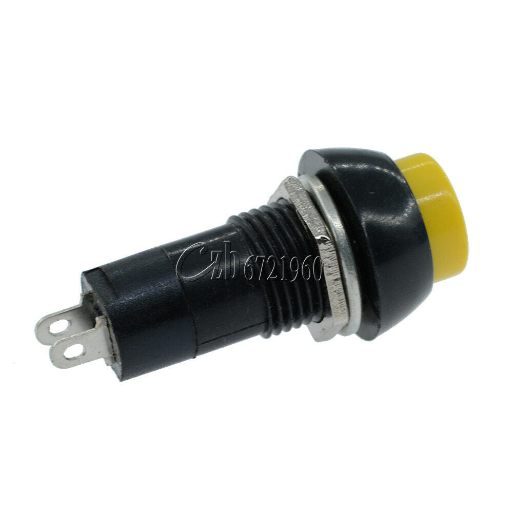 5PCS 12mm 3A 250V Yellow Push Button Switch PBS-11B No Self-Lock ON/OFF Lock