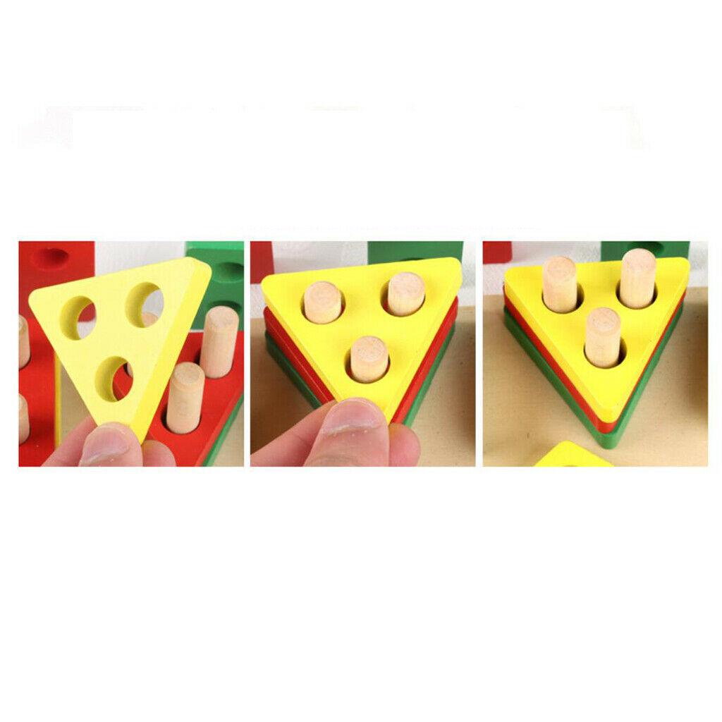 Wooden Geometric Sorting Board Toys Building Blocks for Kids Children Toddler