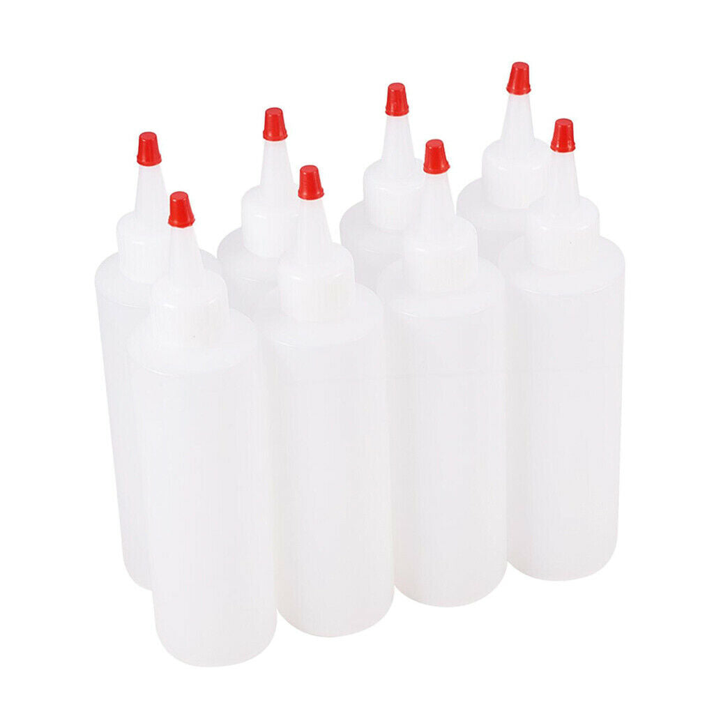 8x Plastic Squeeze Bottles w/ Nozzle Tip Liquid Glue Refillable Bottle for Paint