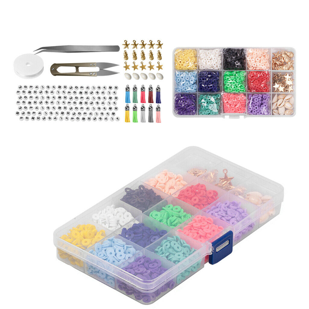 Clay Heishi Beads Round Beads Kit for Bracelets Necklace Handmade 18 Colors