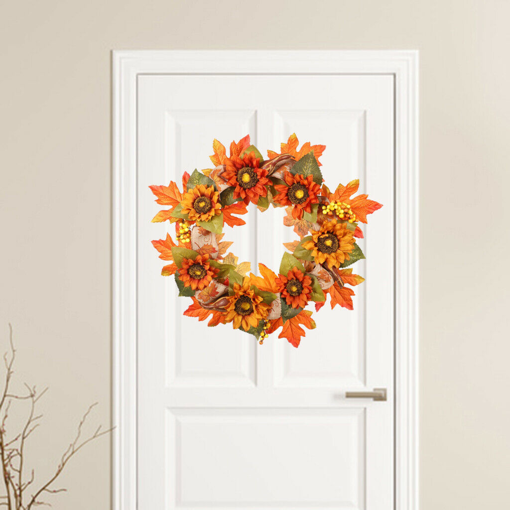 17.7" Autumn Harvest Wreath Sun Flower Garland for Home Indoor Decor 45cm