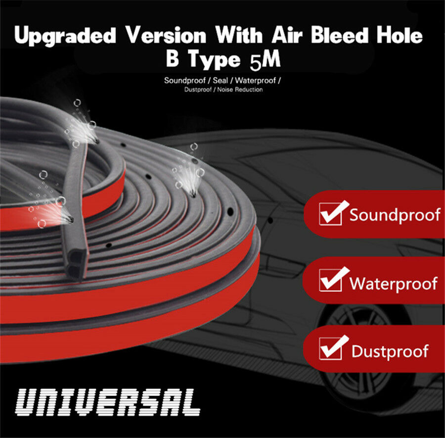 5M Upgraded B Type Car Door Seal B Pillar Hood Trunk Rubber Seal Strip Mouldings
