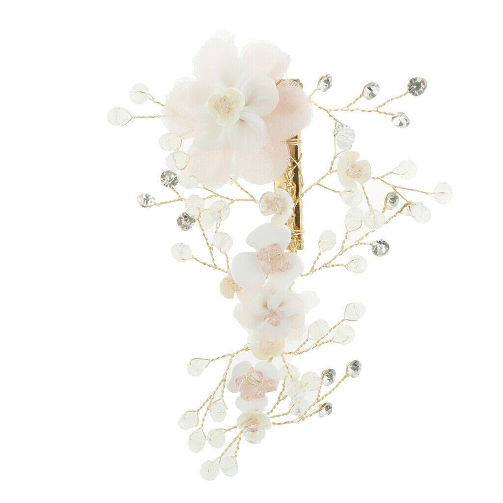 Handmade Flower Manual Alloy Rhinestone Hairpin Women Golden Tiaras