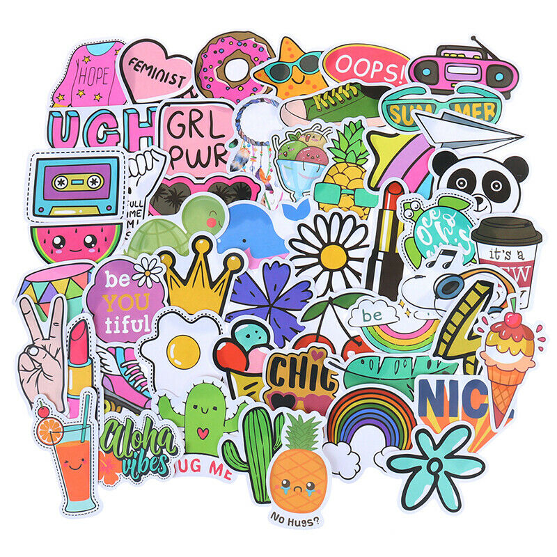 50Pcs Cute Cartoon Stickers Laptop Luggage Guitar Bicycle Skateboard Dec DD