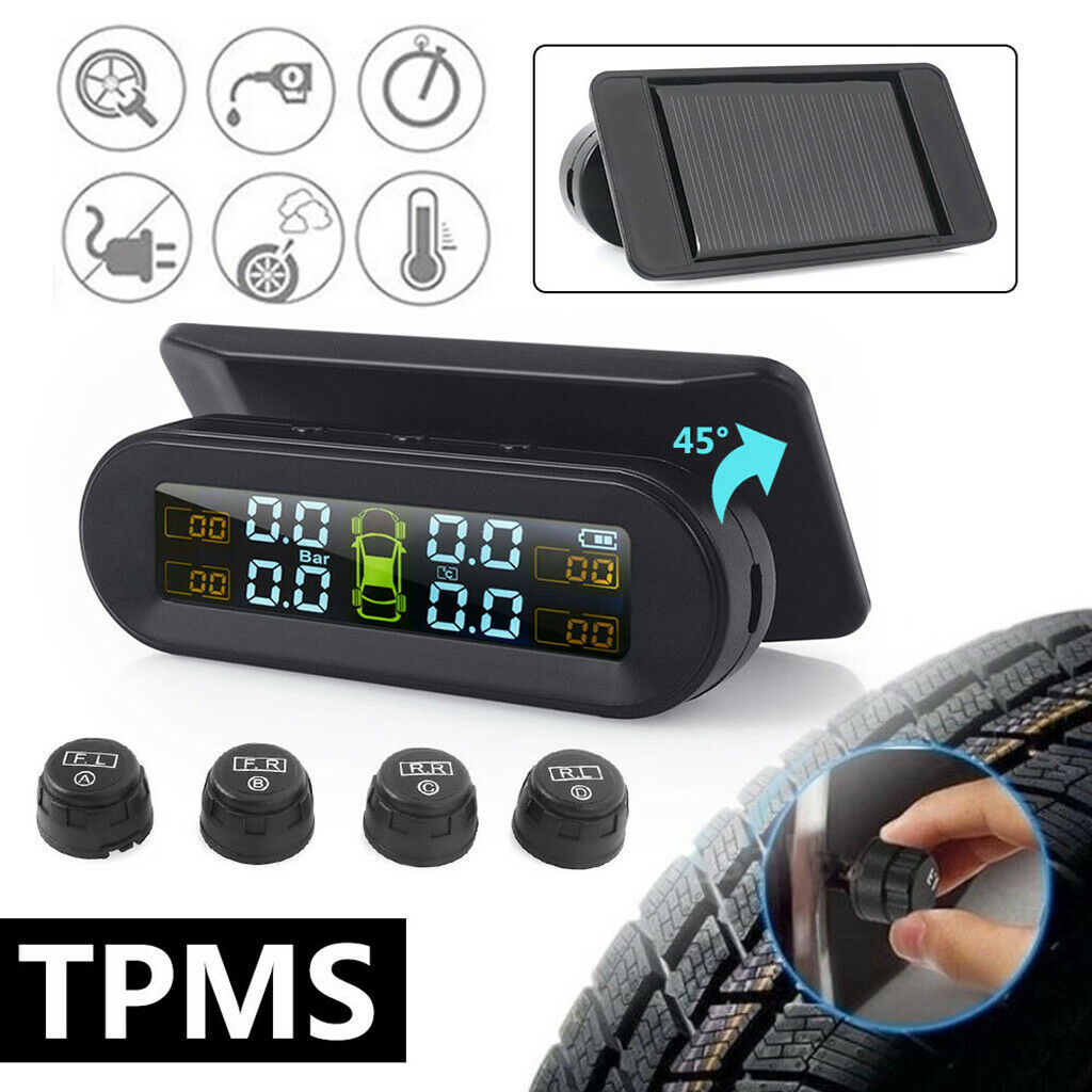 2x Car Tire Pressure Monitor w/ External Sensor for RV Solar USB Charge TPMS