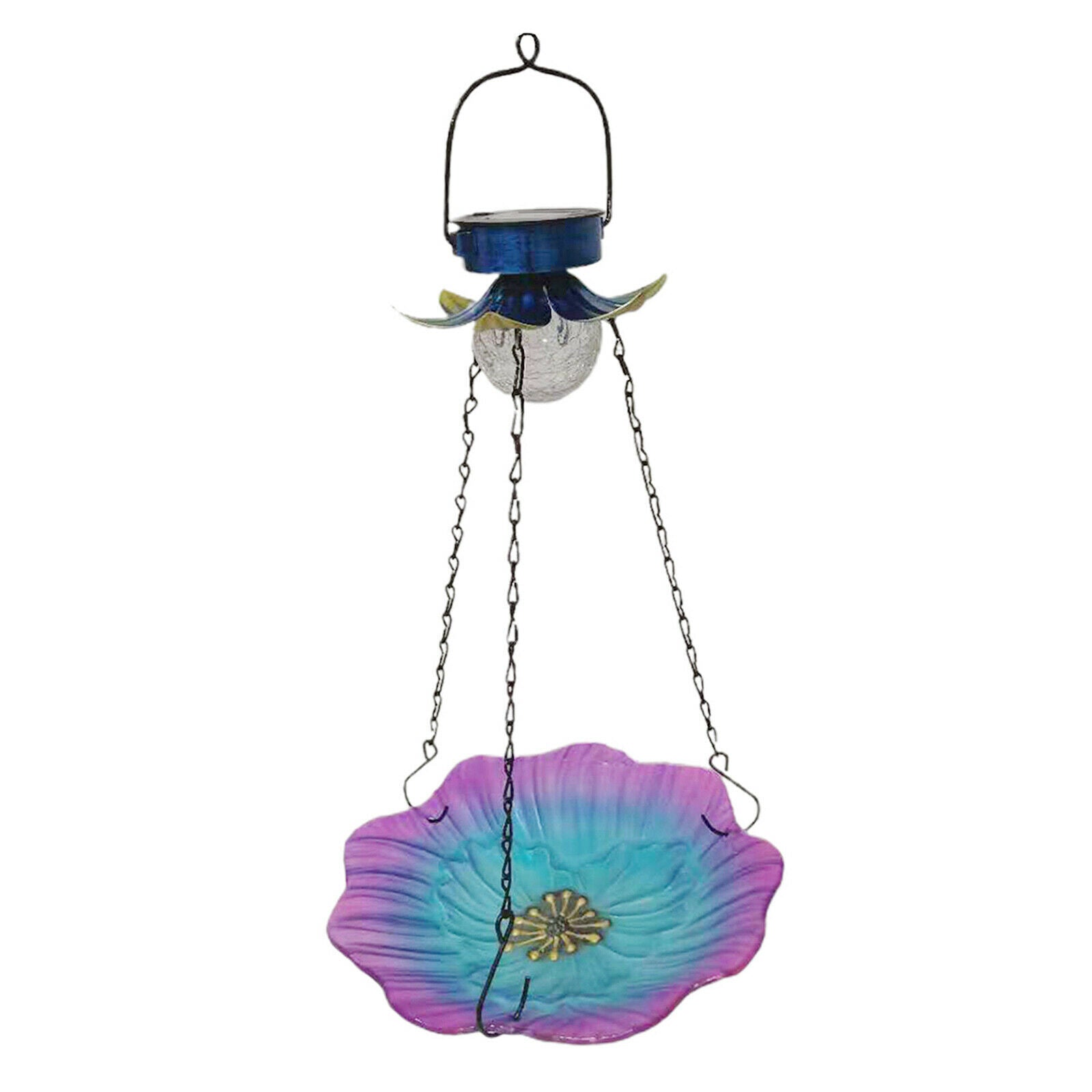 Bird Feeder Outdoor Garden Decor Ornament with Blue Sunflower Yellow Light