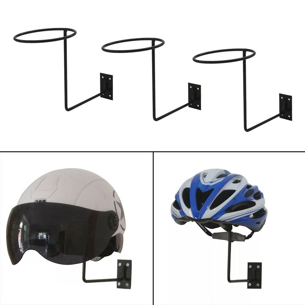 3 Pieces Heavy Duty Metal Helmet Holder Cowboy Hat Rack Stand Hanger Black