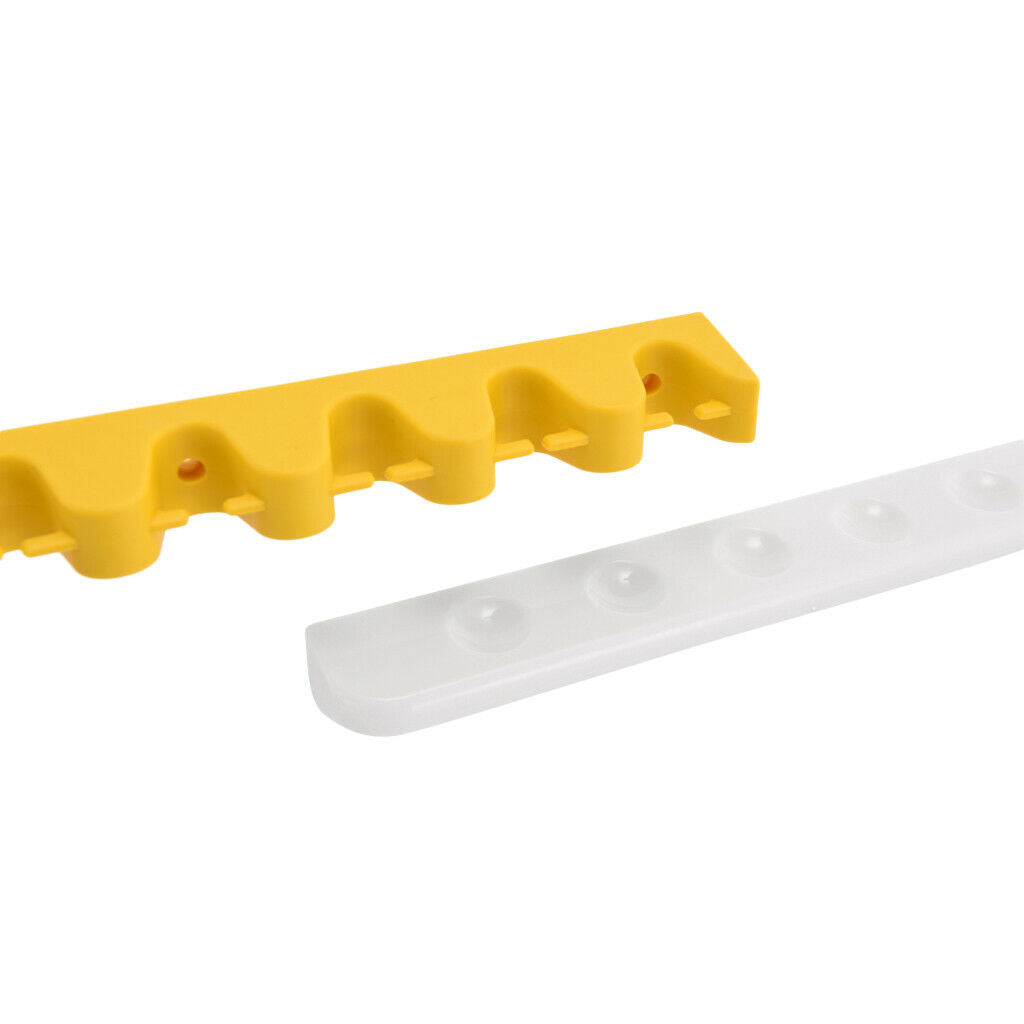Standard 6 Pool Cue Holder Organizer Plastic Wall Rack Rod with Clips Yellow