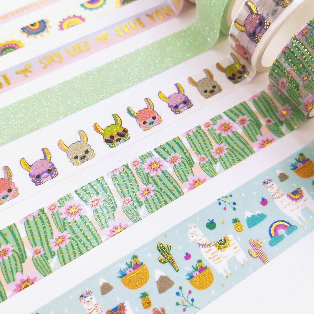 7 Rolls Cute Cartoon Alpaca Washi Paper Tape DIY Scrapbooking Planner Stickers
