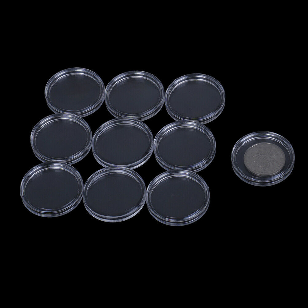 10Pcs 33mm plastic round applied clear cases coin storage capsules holder HI SJ