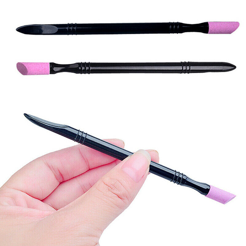 1PC Double-head Quartz Exfoliator Nail Cuticle Remover Dead Skin Pusher Trim DF