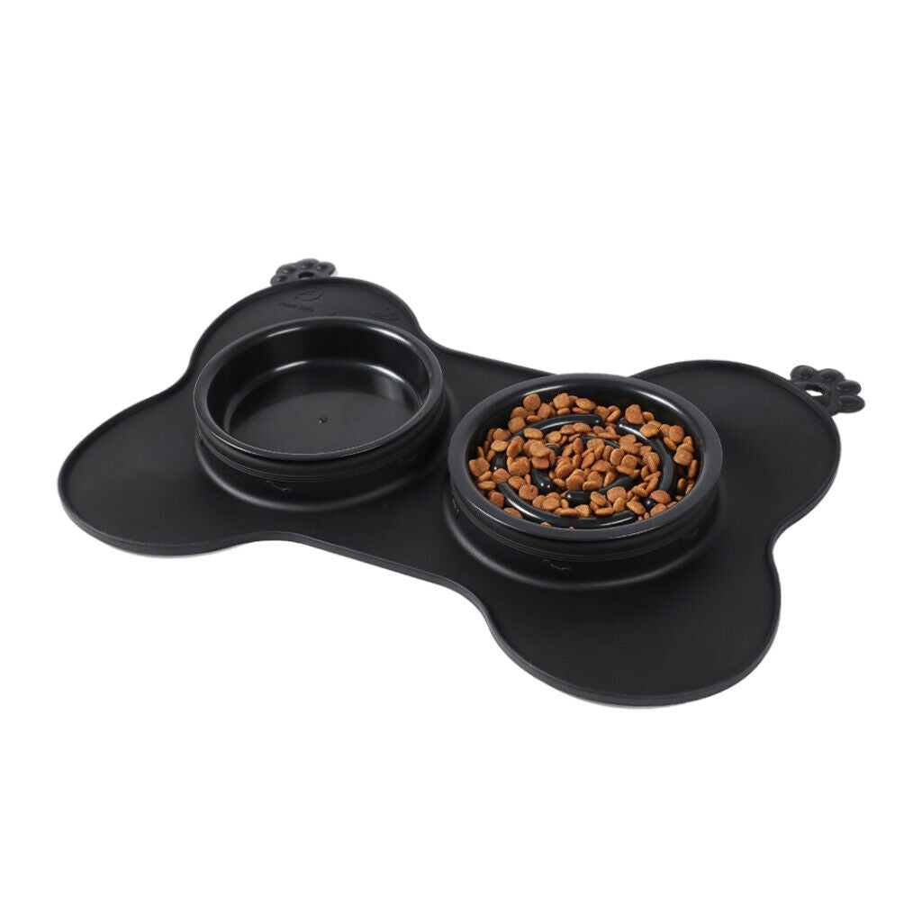 Double Dog Cat Bowls Small Dogs Slow Feeder Bowl Dogs Bowl Dish Black S