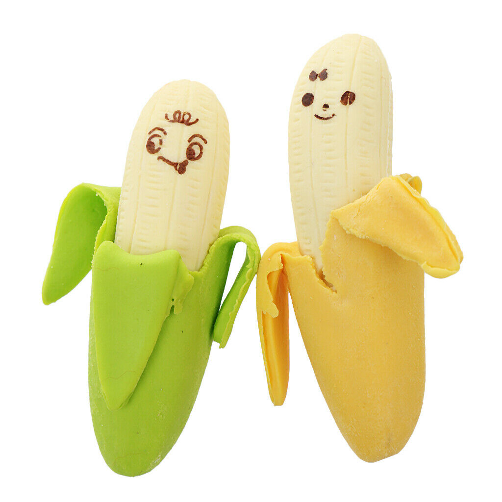 4pcs/Pack Attractive Cartoon Banana Fruit Pencil Rubber Erasers for Kids