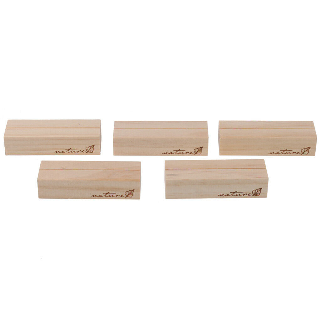 5 Pieces Natural Wood Rectangular Table Place Card Holders for Home Party