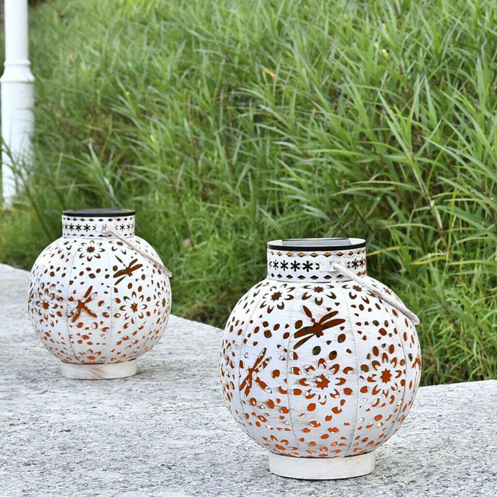 Waterproof Solar Lantern Hollow Out Stainless Steel Hanging Lights Decorative