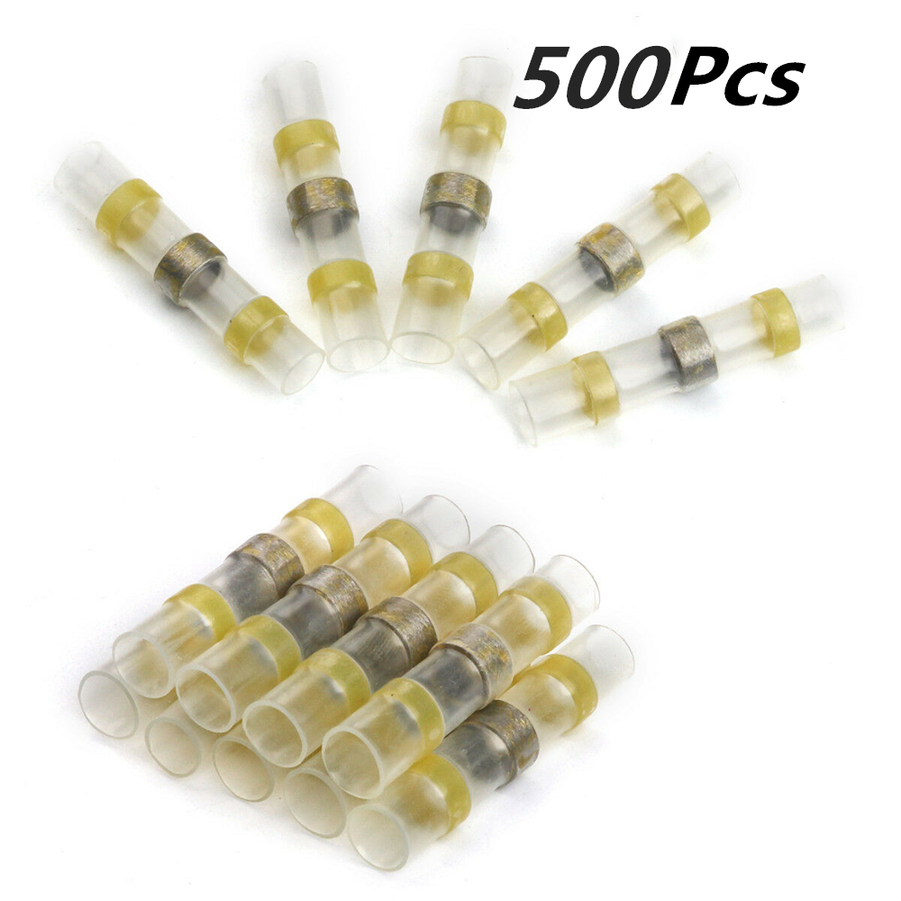 500Pcs Yellow 12-10AWG GA Gauge Heat Shrink Wire Solder Seal Connectors Terminal