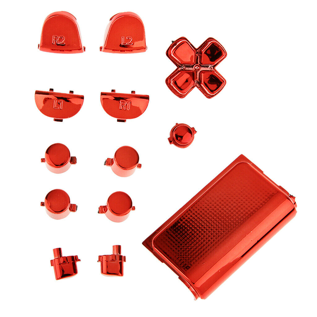 2 Kit Replacement Chrome Plating Buttons and Touchpad for PS4 Controller
