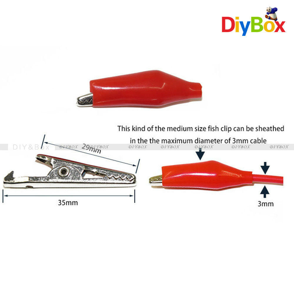 20pcs Black Red Soft Plastic Coated Testing Probe Aligator Clips Crocodile P2001