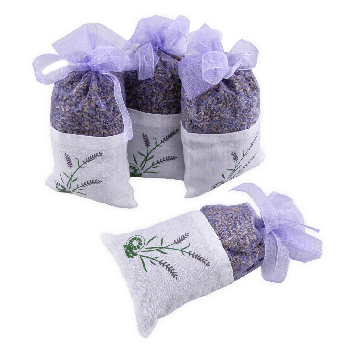 4pcs Dried Lavender Bud Sachets Flower Scent Aromatic Fragrant Organza Bags An