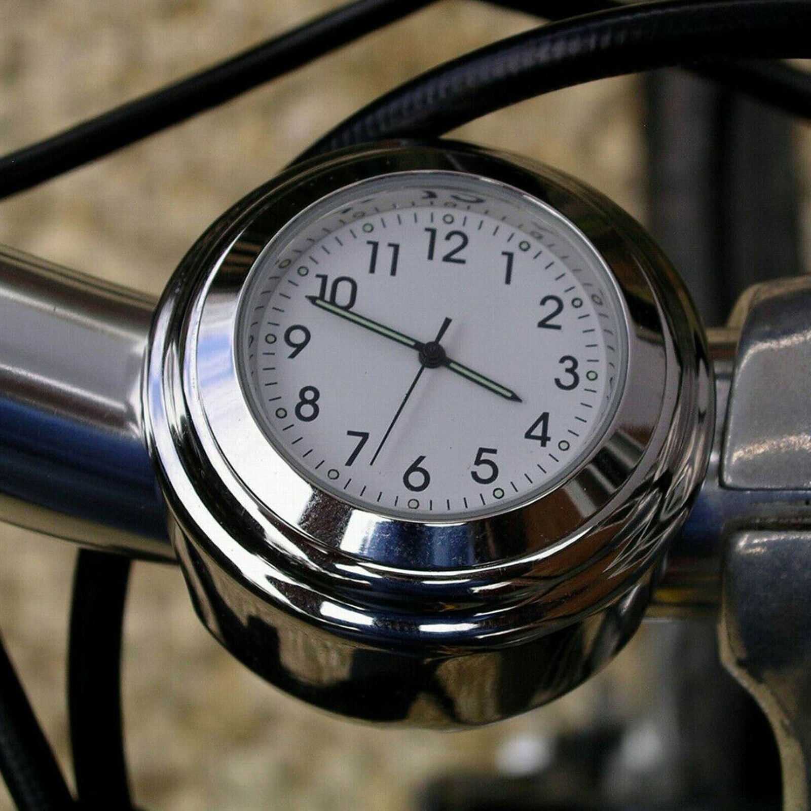 7/8'' 1'' Waterproof Motorcycle Handlebar Dial Clock Thermometer Temp Gauge ï¼