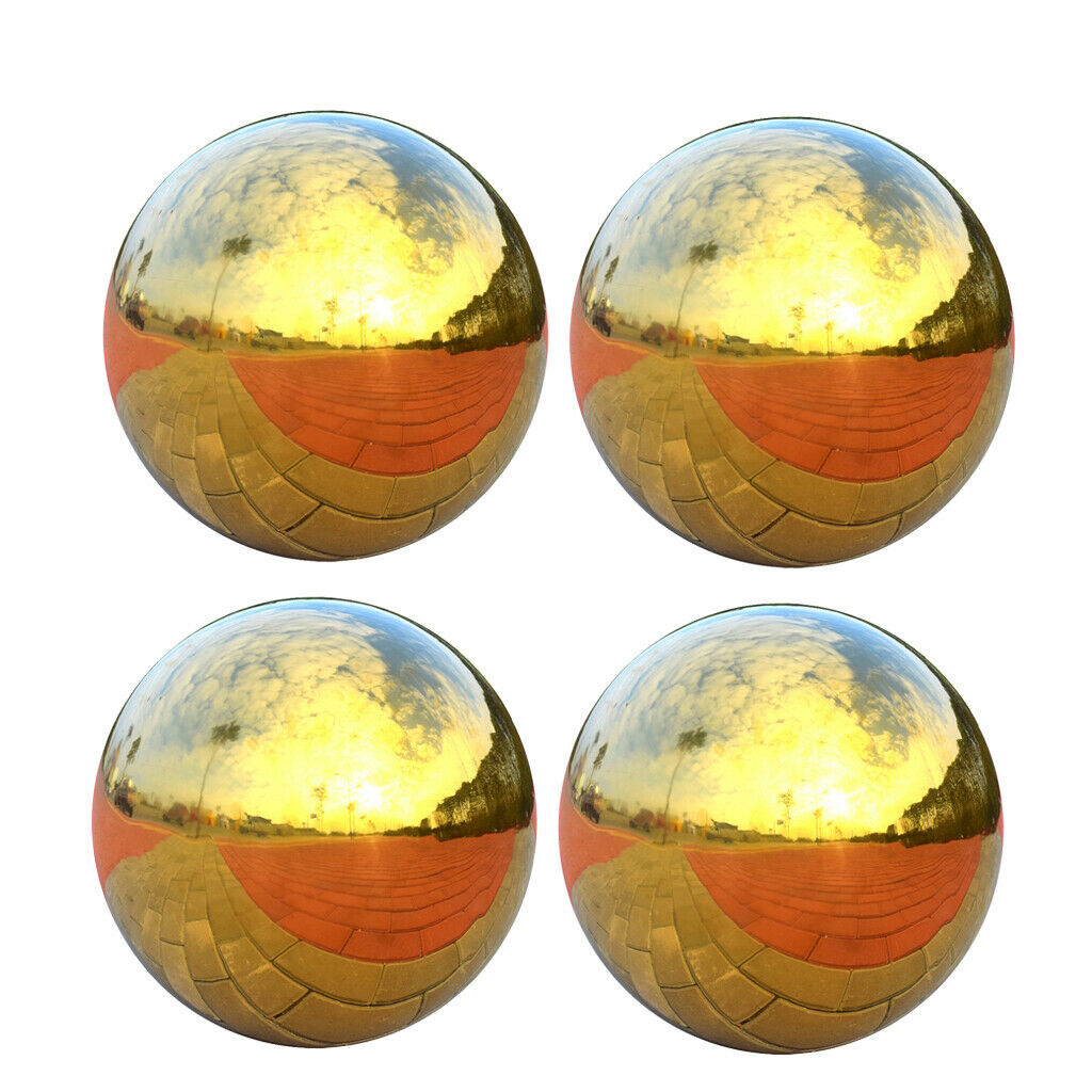 4pcs Lightweight Stainless Steel Shiny Hollow Ball Sphere Lawn Ornament