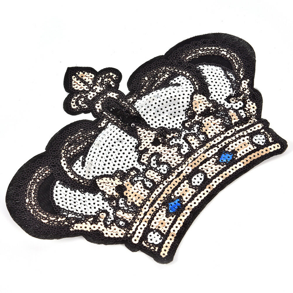 Large Crown Patch Badge Cartoon Sequin Iron On Sewing On For Clothes Stick.l8