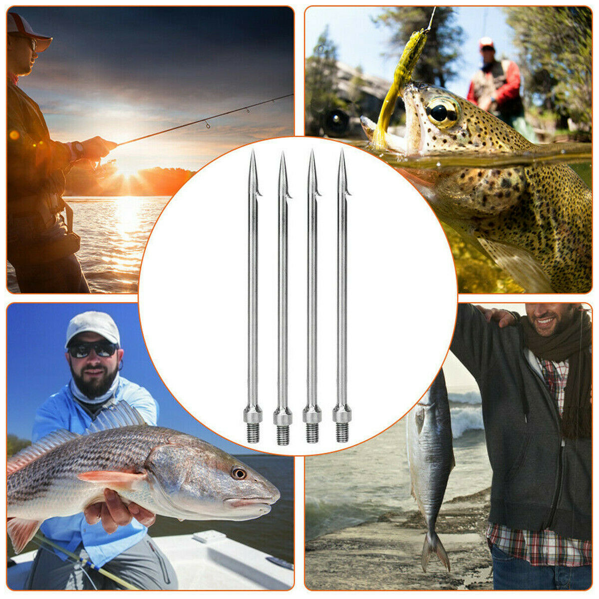 1pc Stainless Steel Single Prong Harpoon Gig Gaff Hook Barb Fishing Spear Tool